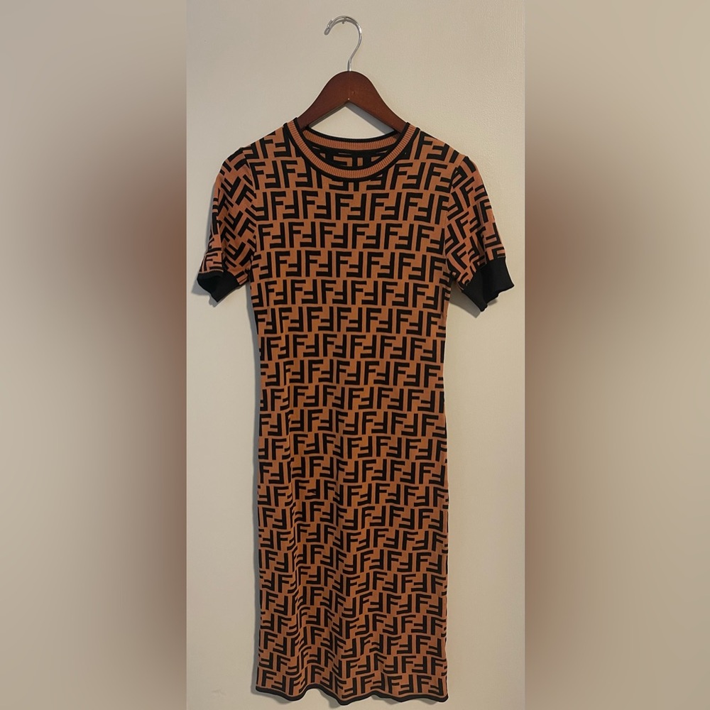 Mid-Length Elastic Fendi Dress